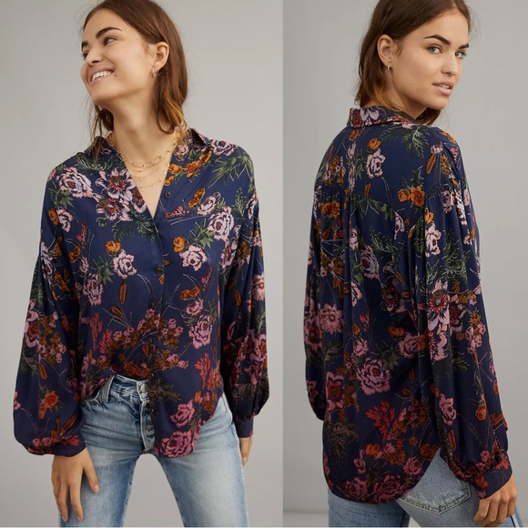 Pilcro and The Letterpress Evika Button Down Shirt Top Longsleeve Multicolored S - Picture 1 of 11